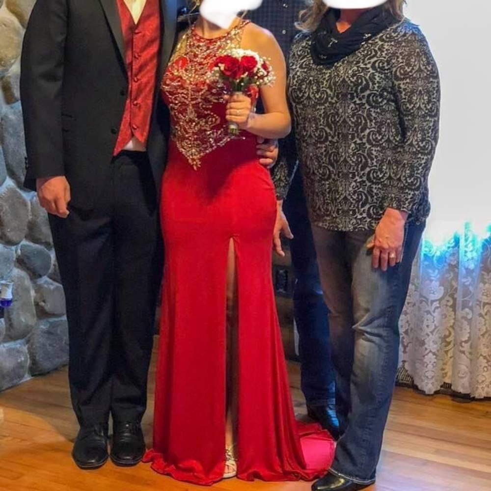 Ornate red prom dress